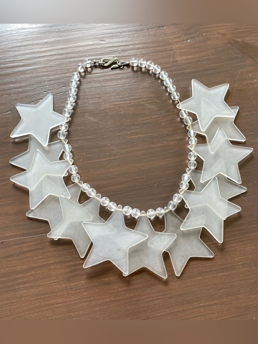 Chunky Clear Beaded Star Statement Necklace